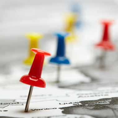 Map with pushpins