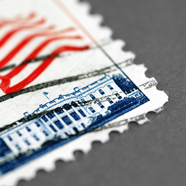 US postage stamp close up