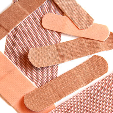 Bandages on white background