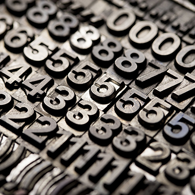 Vintage letterpress alphabet and number