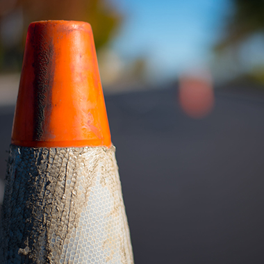 close up of orange traffic cone