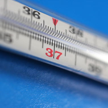 Close up of glass thermometer