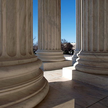Close up of US supreme court columns