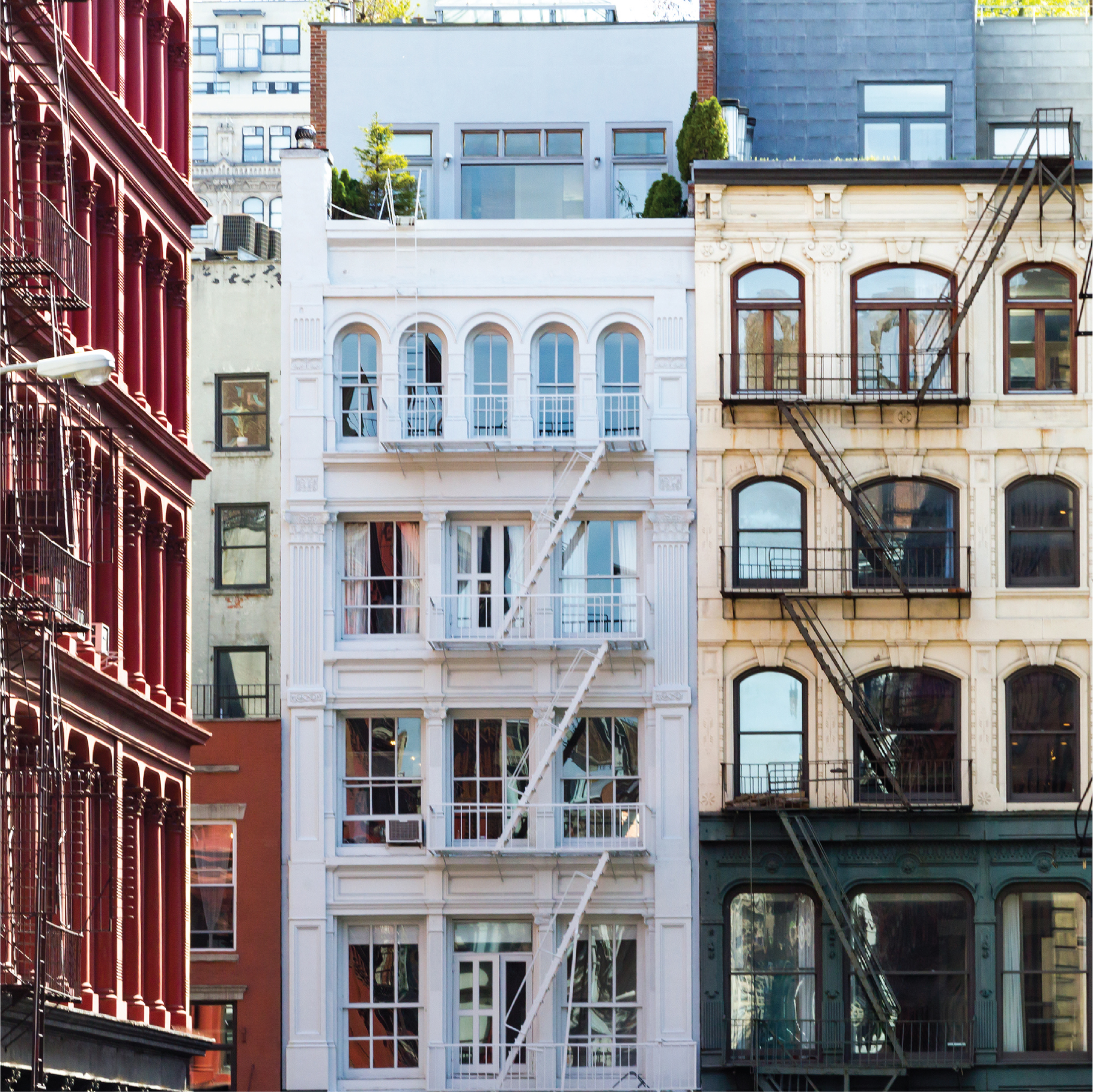 Row of Apartment Buildings in the City
