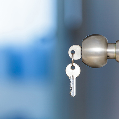 Side View of Keys in Door Knob