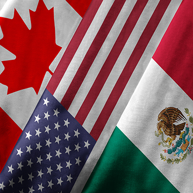 United States, Canada, and Mexico Flags