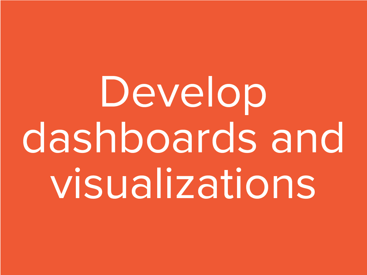 Develop dashboards and visualizations / Engage our visualization developers