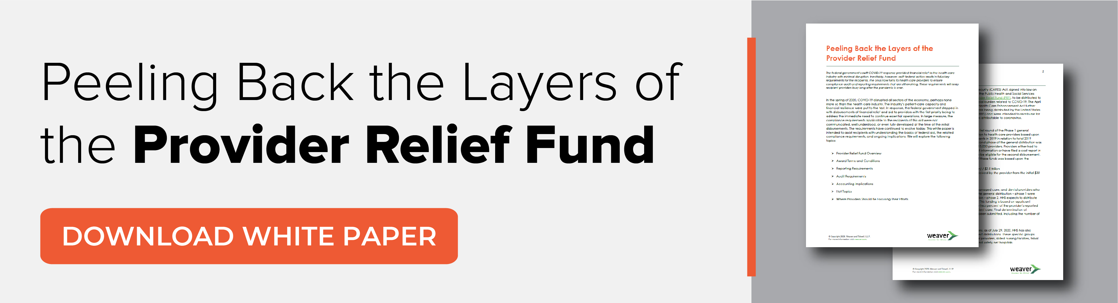 Provider Relief Fund White Paper with Download Button