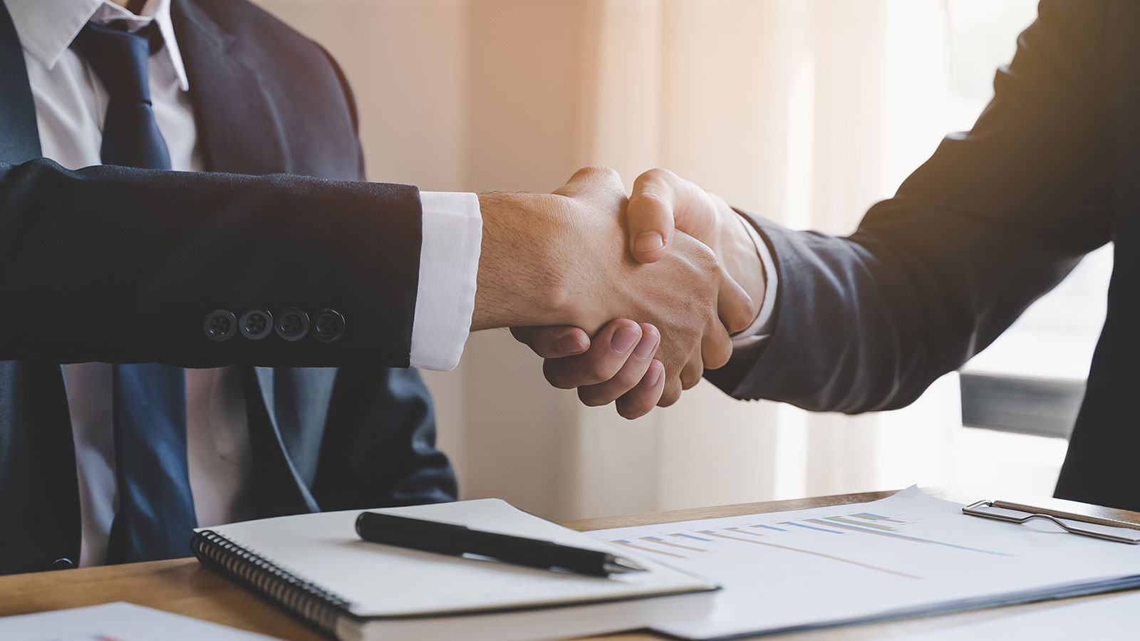 Hand of client and banker shaking hands