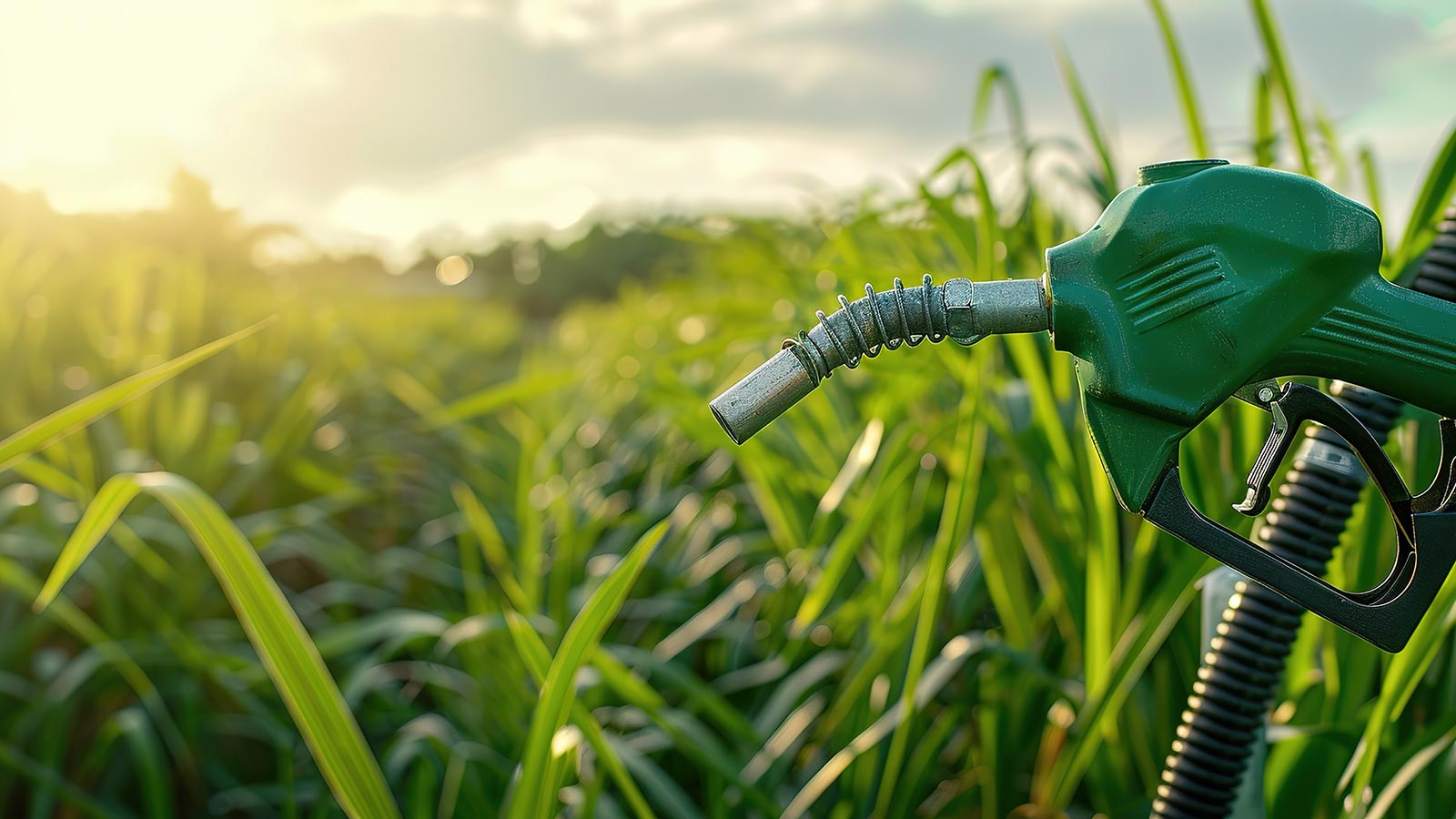 Modern and clean green ethanol fuel hose pump