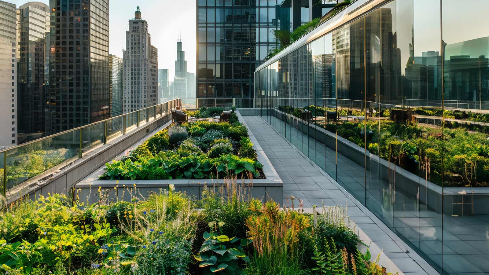 Green rooftop of a building