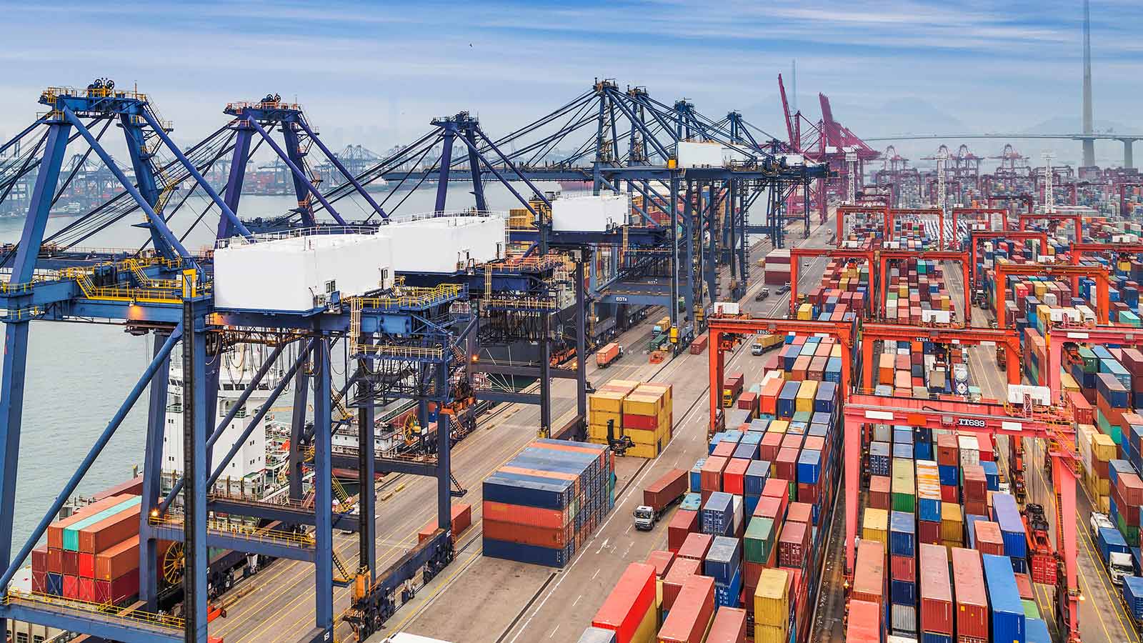 industrial port with containers