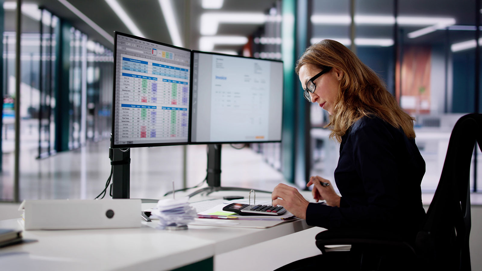Accountant Using E Invoice Software At Computer