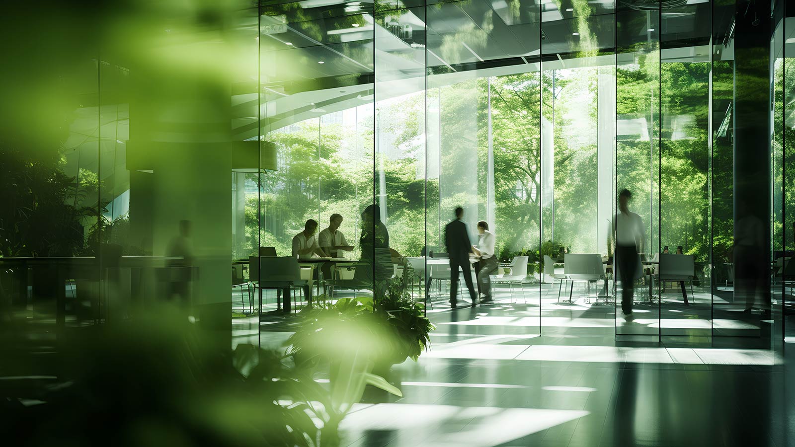 Green, sustainable and environmental office space with daily employee rush
