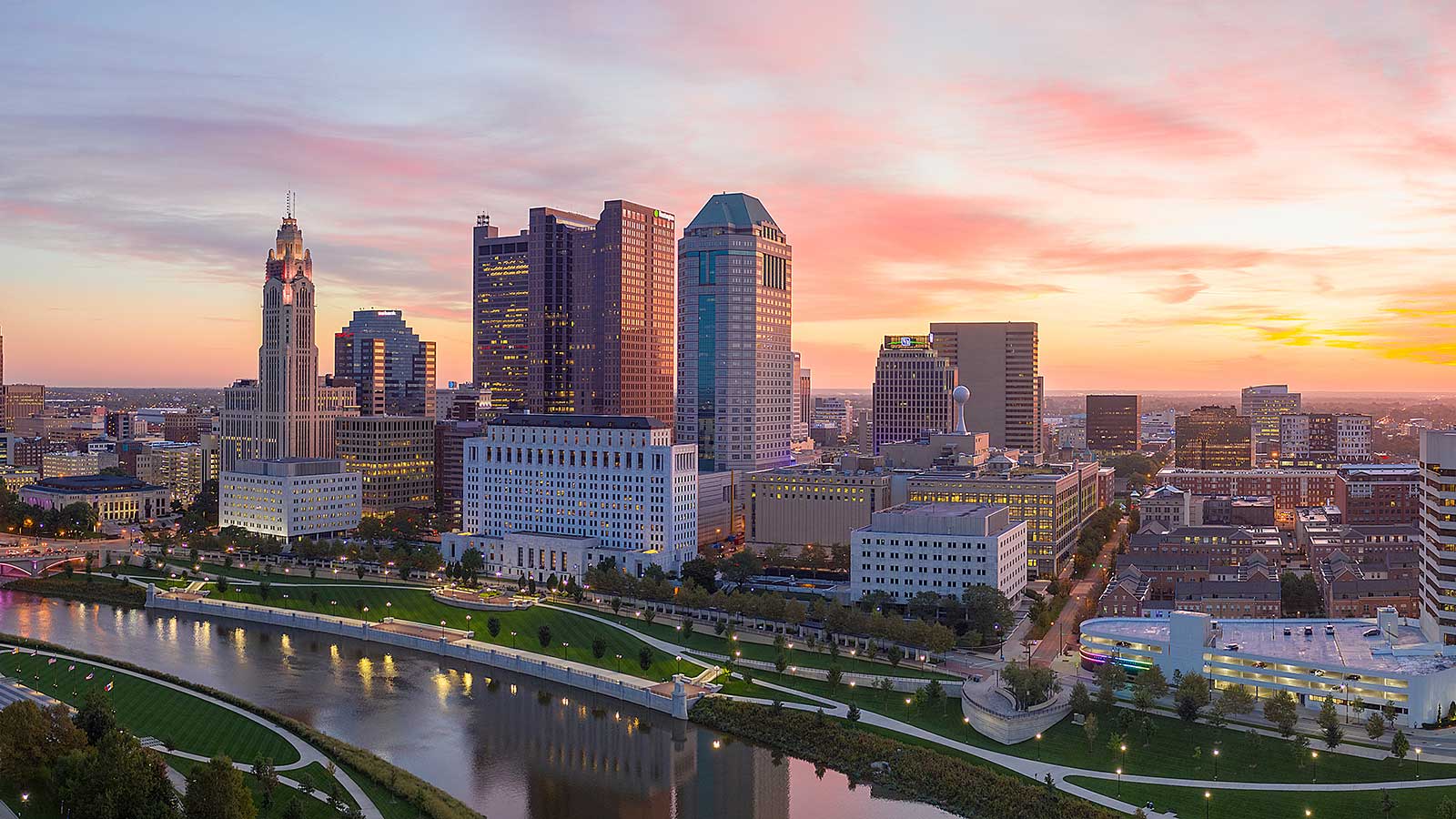 Morning Lights over cityscape