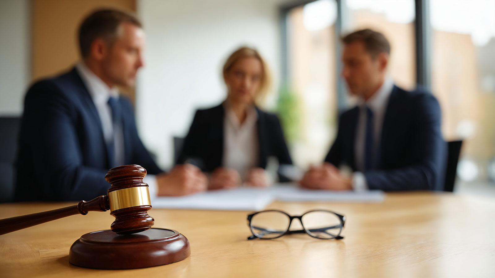 Judge’s Gavel and Legal Consultation with Clients – Law Services Concept