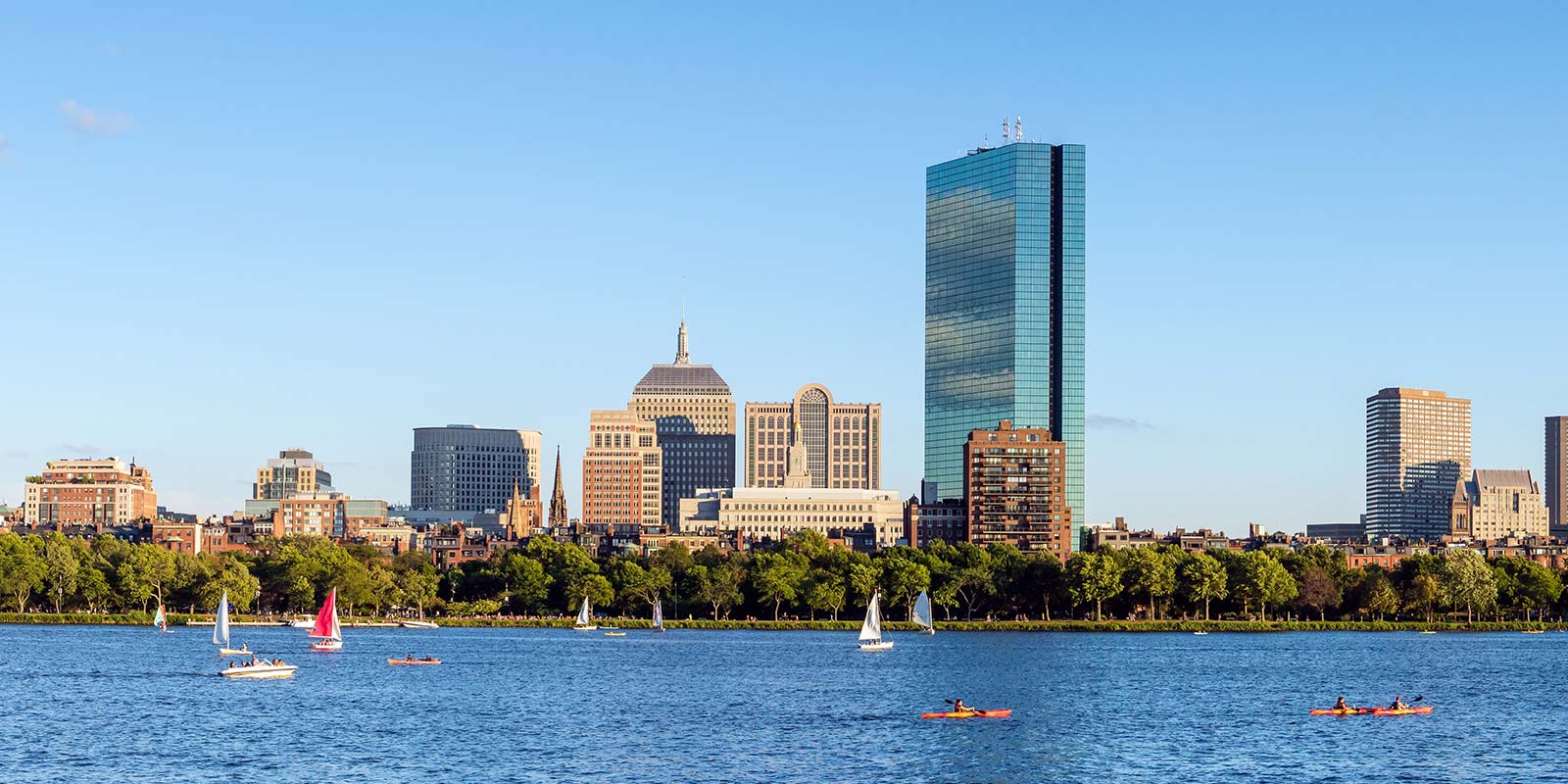 Panorama view of Boston Skyline in summer