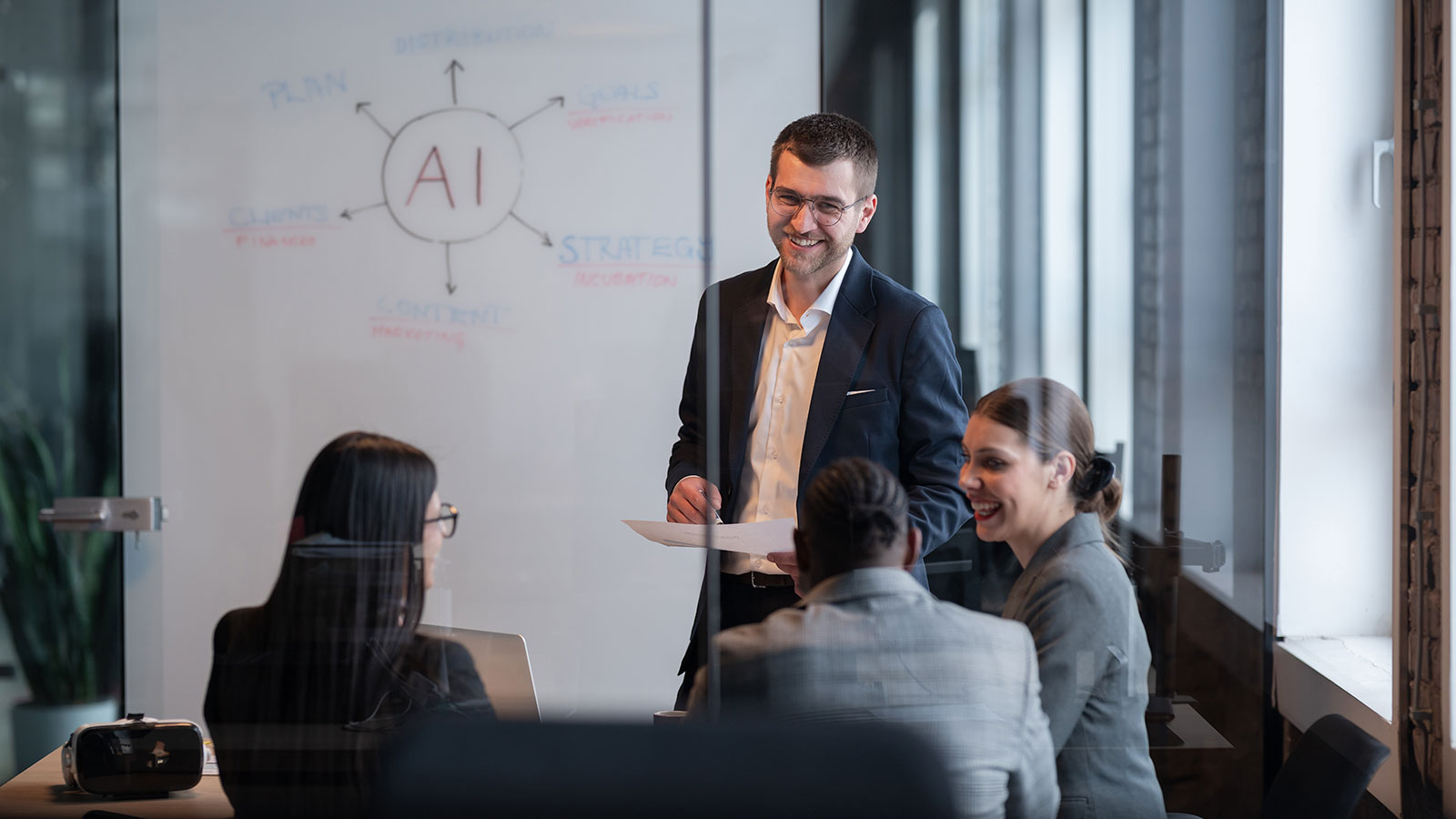 Diverse business team in a modern office during a meeting