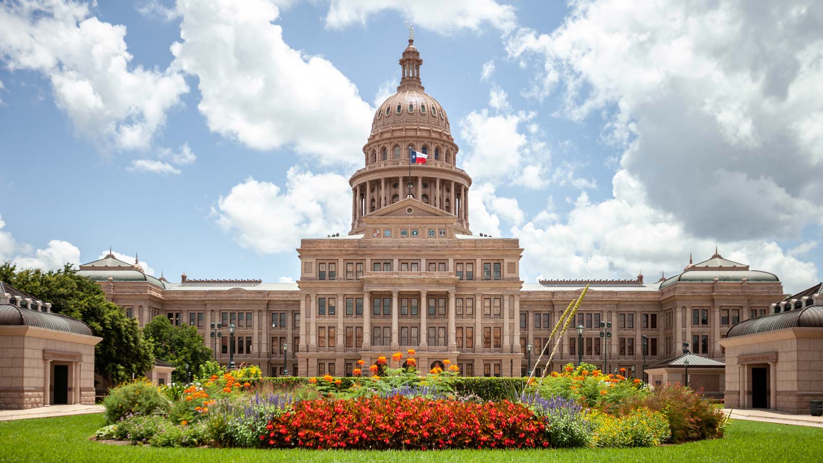 Texas State Capitol in Austin, Texas on a sunny summer day