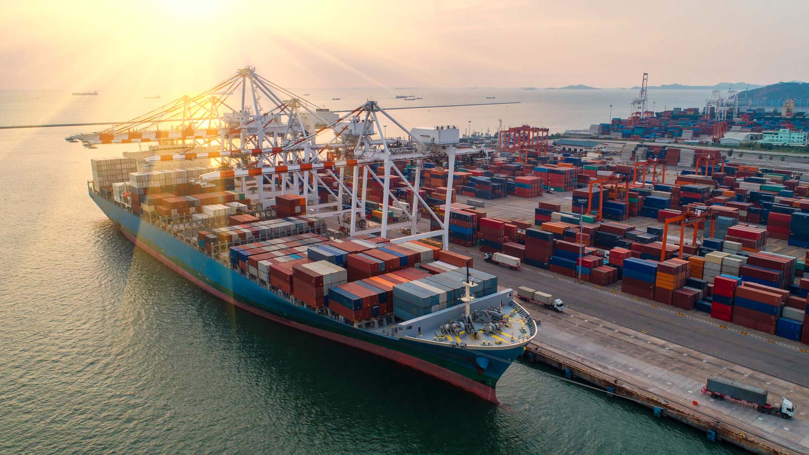 container ship in import export and business logistic