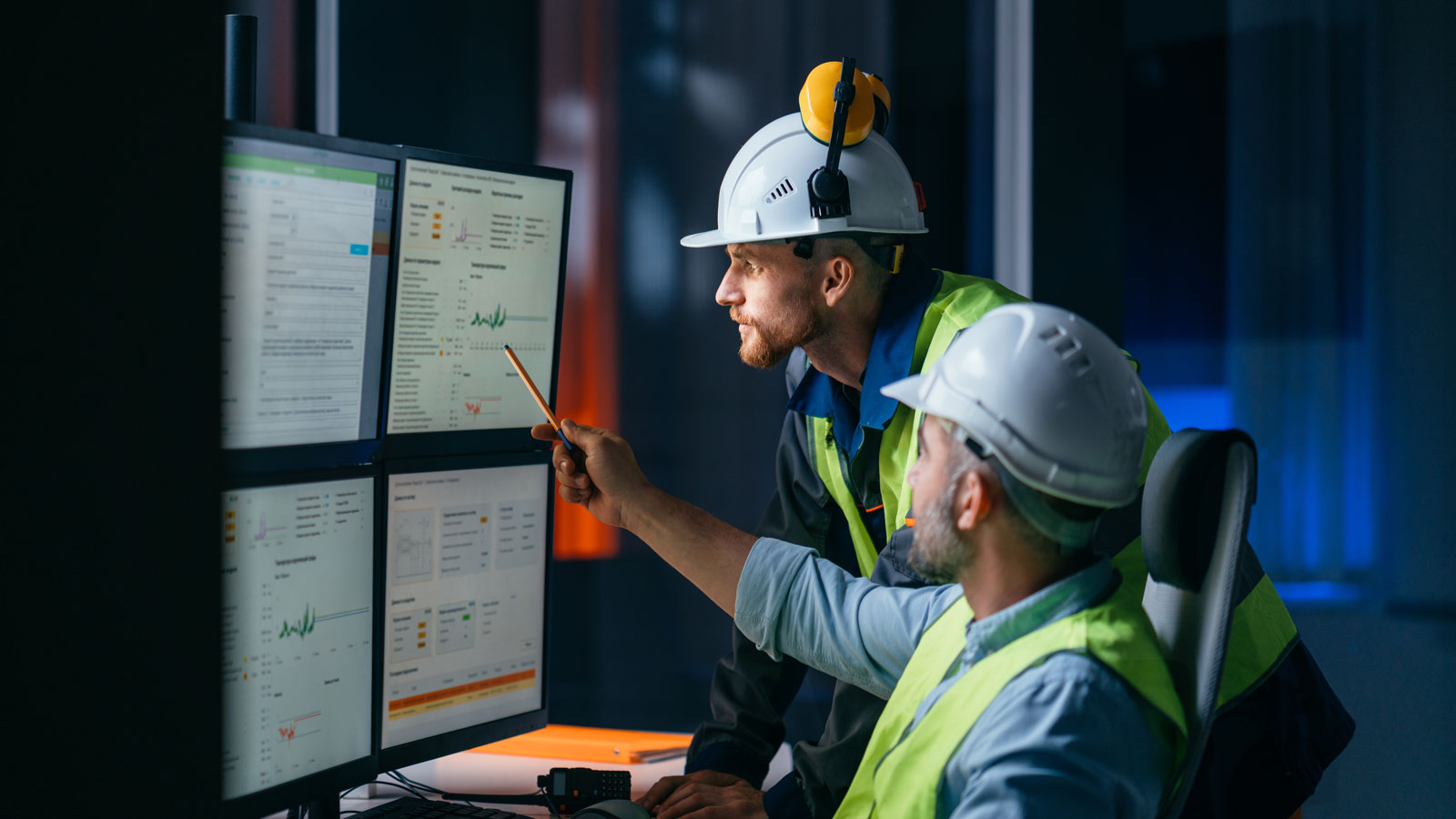 Group of operators control process on product line