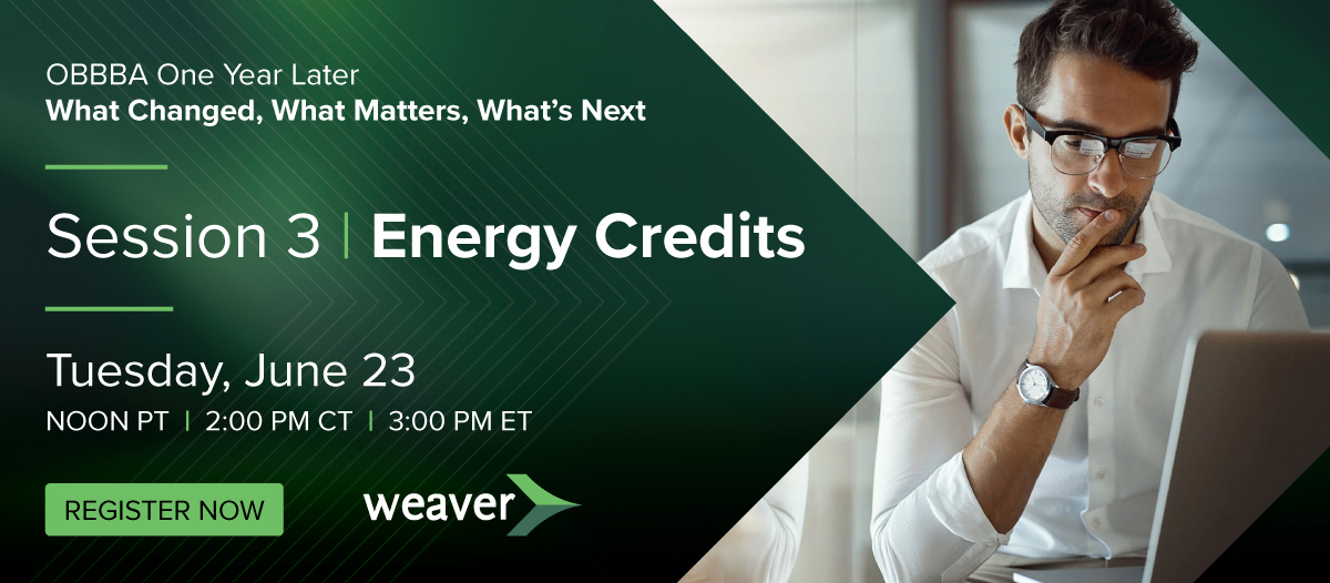 OBBBA One Year Later, Session 3: Energy Credits banner